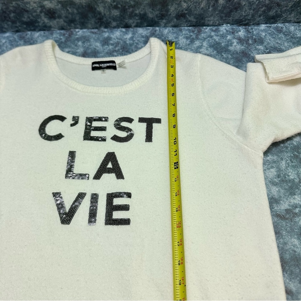 Karl Lagerfeld White 'C'est La Vie' Sweater XL - Picture 7 of 10